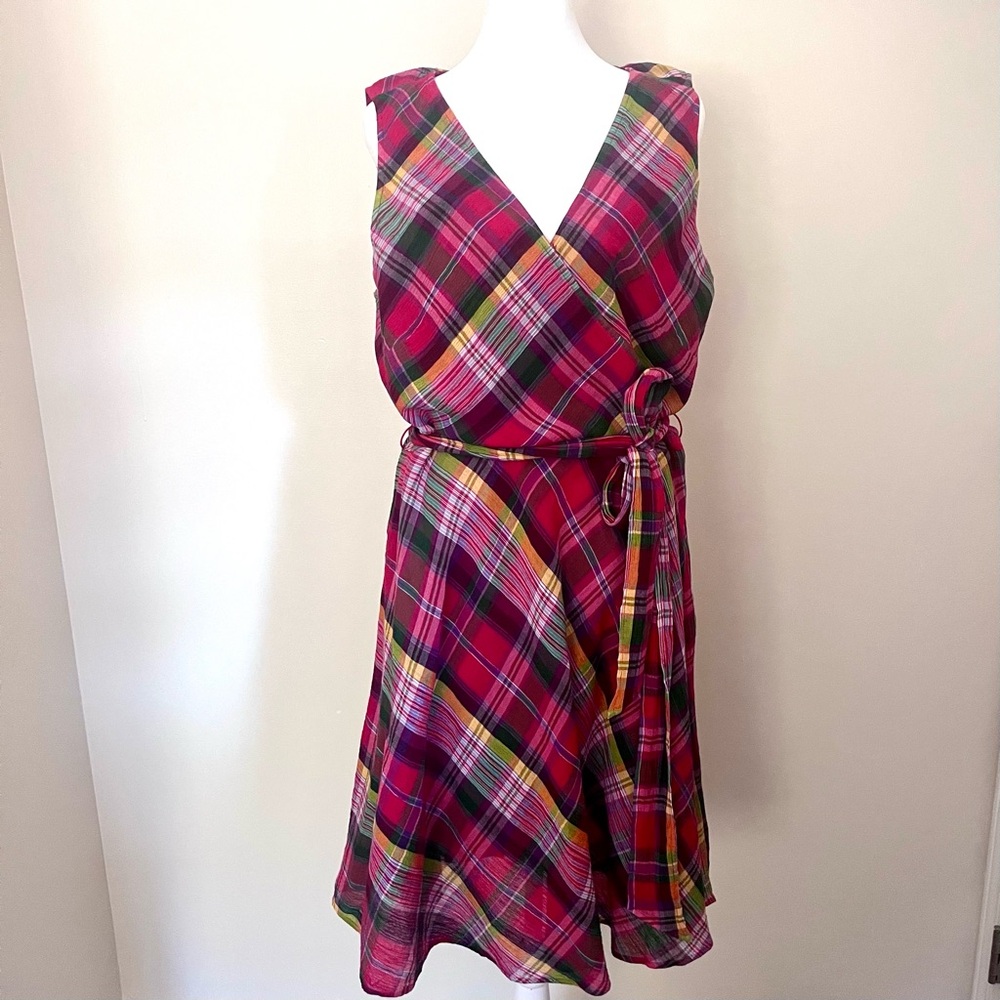 Ralph Lauren Multicolor Plaid Asymmetrical Dress, Size 14, NWT, never used